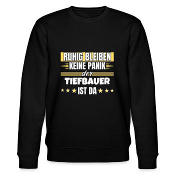 Ruhig bleiben ich bin Tiefbauer - Stanley/Stella Unisex Bio-Sweatshirt CHANGER  - Schwarz - Vorne - Nik (191cm) & Marisol (170cm)