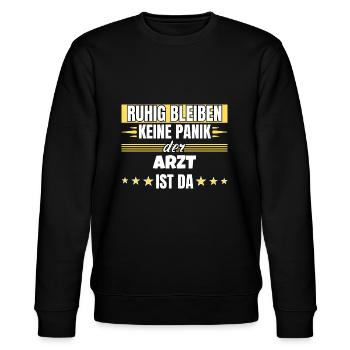 Ruhig bleiben ich bin Arzt - Stanley/Stella Unisex Bio-Sweatshirt CHANGER  - Schwarz - Vorne - Nik (191cm) & Marisol (170cm)