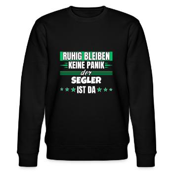 Ruhig bleiben ich bin Segler - Stanley/Stella Unisex Bio-Sweatshirt CHANGER  - Schwarz - Vorne - Nik (191cm) & Marisol (170cm)