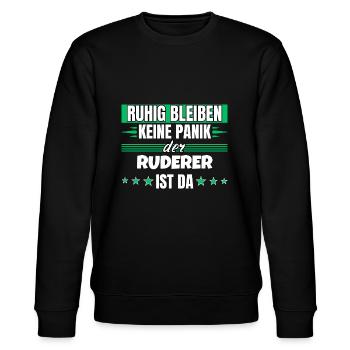 Ruhig bleiben ich bin Ruderer - Stanley/Stella Unisex Bio-Sweatshirt CHANGER  - Schwarz - Vorne - Nik (191cm) & Marisol (170cm)