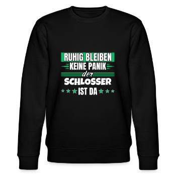 Ruhig bleiben ich bin Schlosser - Stanley/Stella Unisex Bio-Sweatshirt CHANGER  - Schwarz - Vorne - Nik (191cm) & Marisol (170cm)