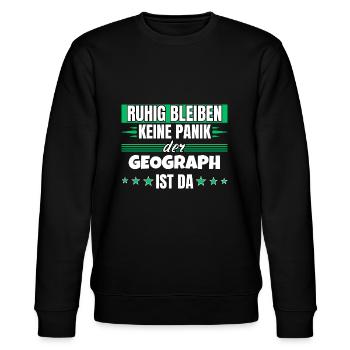 Ruhig bleiben ich bin Geograph - Stanley/Stella Unisex Bio-Sweatshirt CHANGER  - Schwarz - Vorne - Nik (191cm) & Marisol (170cm)