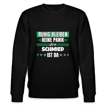 Ruhig bleiben ich bin Schmied - Stanley/Stella Unisex Bio-Sweatshirt CHANGER  - Schwarz - Vorne - Nik (191cm) & Marisol (170cm)