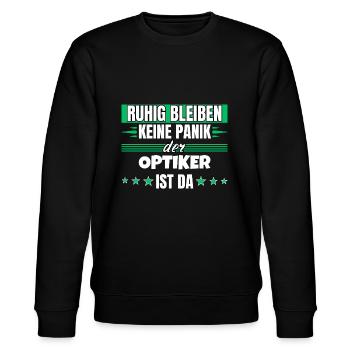 Ruhig bleiben ich bin Optiker - Stanley/Stella Unisex Bio-Sweatshirt CHANGER  - Schwarz - Vorne - Nik (191cm) & Marisol (170cm)