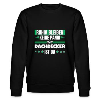 Ruhig bleiben ich bin Dachdecker - Stanley/Stella Unisex Bio-Sweatshirt CHANGER  - Schwarz - Vorne - Nik (191cm) & Marisol (170cm)
