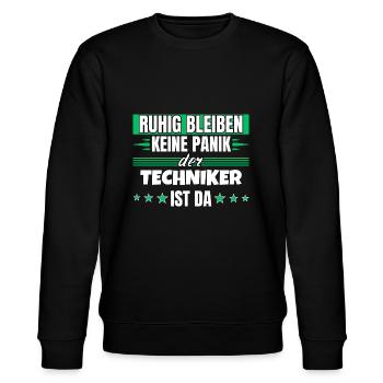 Ruhig bleiben ich bin Techniker - Stanley/Stella Unisex Bio-Sweatshirt CHANGER  - Schwarz - Vorne - Nik (191cm) & Marisol (170cm)