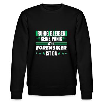 Ruhig bleiben ich bin Forensiker - Stanley/Stella Unisex Bio-Sweatshirt CHANGER  - Schwarz - Vorne - Nik (191cm) & Marisol (170cm)