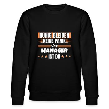 Ruhig bleiben ich bin Manager - Stanley/Stella Unisex Bio-Sweatshirt CHANGER  - Schwarz - Vorne - Nik (191cm) & Marisol (170cm)