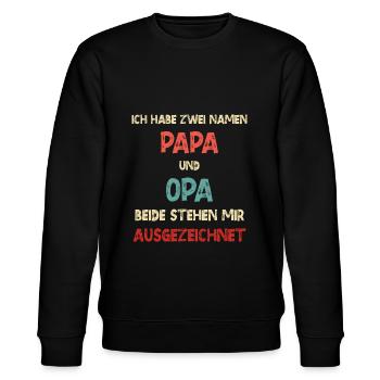 Papa - Opa - Vatertag für einen Papa und Opa - Stanley/Stella Unisex Bio-Sweatshirt CHANGER  - Schwarz - Vorne - Nik (191cm) & Marisol (170cm)