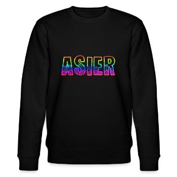 asier rs regenbogen - Stanley/Stella Unisex Bio-Sweatshirt CHANGER  - Schwarz - Vorne - Nik (191cm) & Marisol (170cm)
