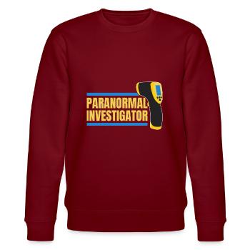 Geisterjagd Paranormal Investigator - Stanley/Stella Unisex Bio-Sweatshirt CHANGER  - Burgunderrot - Vorne - Nik (191cm) & Marisol (170cm)