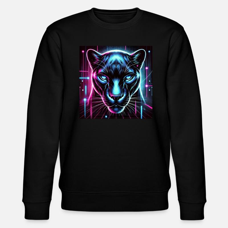 Cyberpunk Panther – Neon Stil - Stanley/Stella Unisex Bio-Sweatshirt CHANGER  - Schwarz
