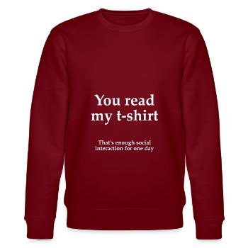 Interaction sociale cadeau Geek Geek - Sweat bio CHANGER Stanley/Stella Unisexe - bordeaux - Devant - Nik (191cm) & Marisol (170cm)