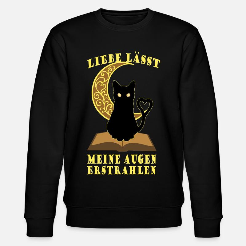 Romantic Moon Book Cat - Stanley/Stella CHANGER Unisex Organic Sweatshirt - black