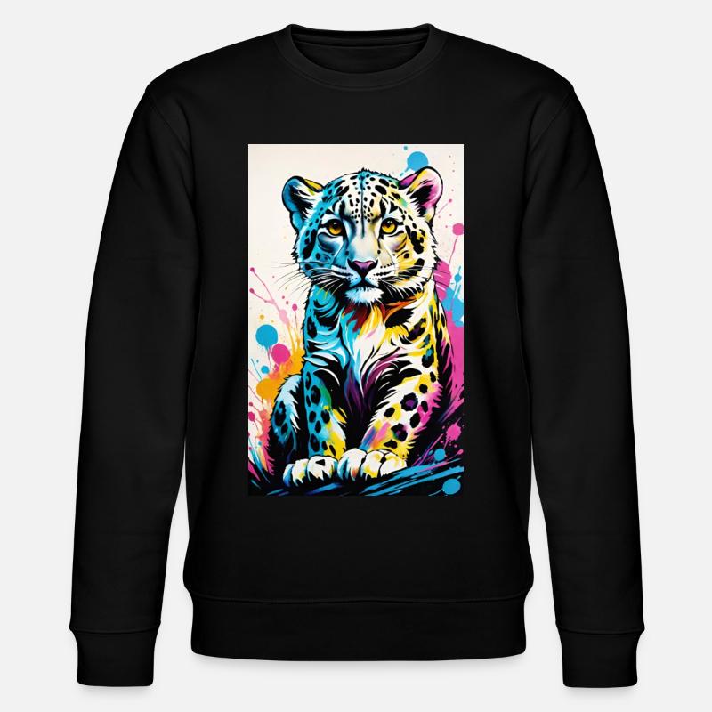Schneeleopard | Leopard | Raubtier - Stanley/Stella Unisex Bio-Sweatshirt CHANGER  - Schwarz