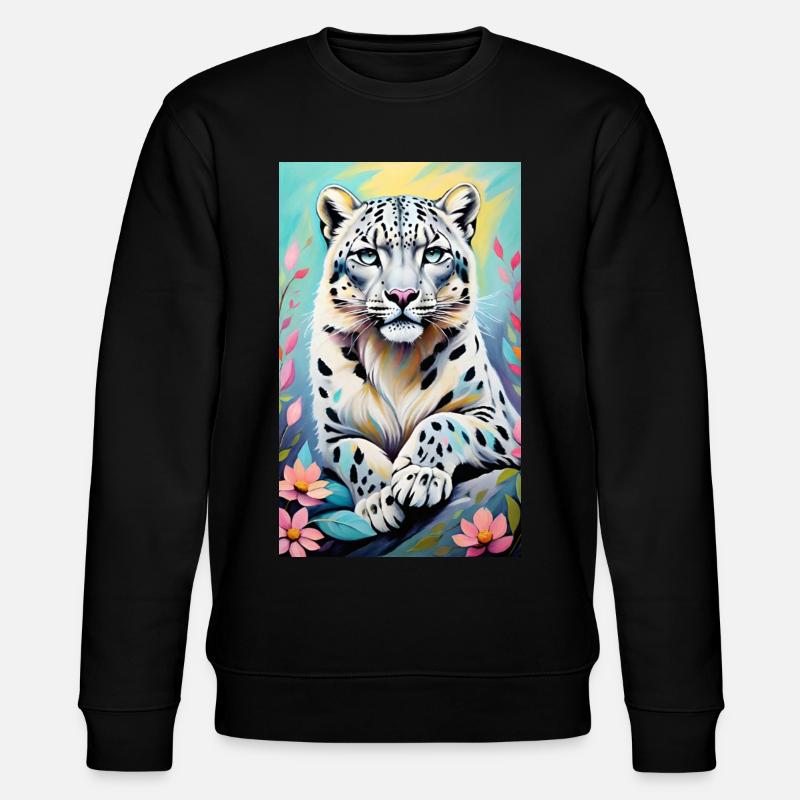 Schneeleopard | Leopard | Raubtier - Stanley/Stella Unisex Bio-Sweatshirt CHANGER  - Schwarz