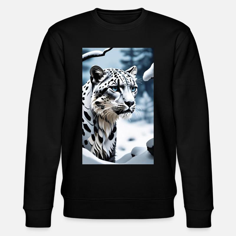 Schneeleopard | Leopard | Raubtier - Stanley/Stella Unisex Bio-Sweatshirt CHANGER  - Schwarz