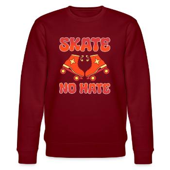 Skate No Hate Rollerblader - Stanley/Stella Unisex Bio-Sweatshirt CHANGER  - Burgunderrot - Vorne - Nik (191cm) & Marisol (170cm)