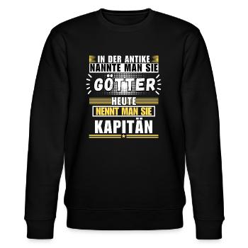 Götter in der Antike. Heute Kapitän - Stanley/Stella Unisex Bio-Sweatshirt CHANGER  - Schwarz - Vorne - Nik (191cm) & Marisol (170cm)