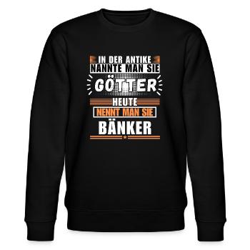 Götter in der Antike. Heute Bänker - Stanley/Stella Unisex Bio-Sweatshirt CHANGER  - Schwarz - Vorne - Nik (191cm) & Marisol (170cm)