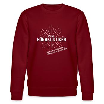 Akustiker hörakustiker und Hörgeräteakustiker - Stanley/Stella Unisex Bio-Sweatshirt CHANGER  - Burgunderrot - Vorne - Nik (191cm) & Marisol (170cm)