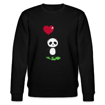 Panda Roter Herz Ballon Geschenk - Stanley/Stella Unisex Bio-Sweatshirt CHANGER  - Schwarz - Vorne - Nik (191cm) & Marisol (170cm)