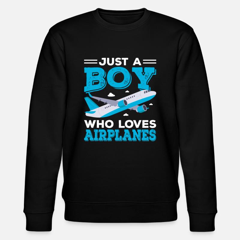 Flugzeuge Junge Spruch Geschenk - Stanley/Stella Unisex Bio-Sweatshirt CHANGER  - Schwarz