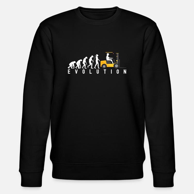 Staplerfahrer Evolution Lagerist Spruch - Stanley/Stella Unisex Bio-Sweatshirt CHANGER  - Schwarz