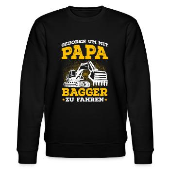 Geboren um mit Papa Bagger zu fahren - Stanley/Stella Unisex Bio-Sweatshirt CHANGER  - Schwarz - Vorne - Nik (191cm) & Marisol (170cm)
