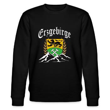 Erzgebirge Wappen Gebirge Erzgebirgler Ossi - Stanley/Stella Unisex Bio-Sweatshirt CHANGER  - Schwarz - Vorne - Nik (191cm) & Marisol (170cm)
