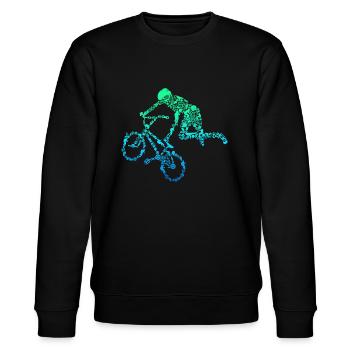 BMX Stunt Dirt Bike Freestyle Fahrer - Stanley/Stella Unisex Bio-Sweatshirt CHANGER  - Schwarz - Vorne - Nik (191cm) & Marisol (170cm)