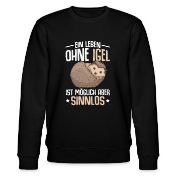 Igel Liebhaber Kinder Damen Herren - Stanley/Stella Unisex Bio-Sweatshirt CHANGER  - Schwarz - Vorne - Nik (191cm) & Marisol (170cm)