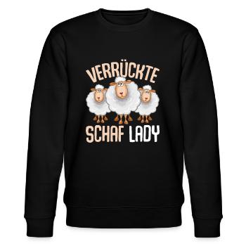 Verrückte Schaf Lady Schafe - Stanley/Stella Unisex Bio-Sweatshirt CHANGER  - Schwarz - Vorne - Nik (191cm) & Marisol (170cm)
