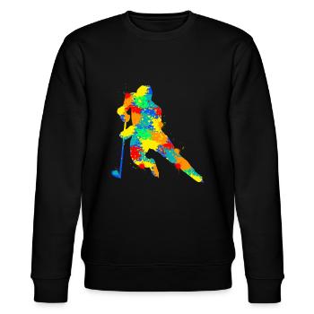 Eishockey Jungen Kinder Männer - Stanley/Stella Unisex Bio-Sweatshirt CHANGER  - Schwarz - Vorne - Nik (191cm) & Marisol (170cm)