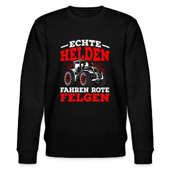 Traktor Landwirt Echte Helden fahren rote Felgen - Stanley/Stella Unisex Bio-Sweatshirt CHANGER  - Schwarz - Vorne - Nik (191cm) & Marisol (170cm)