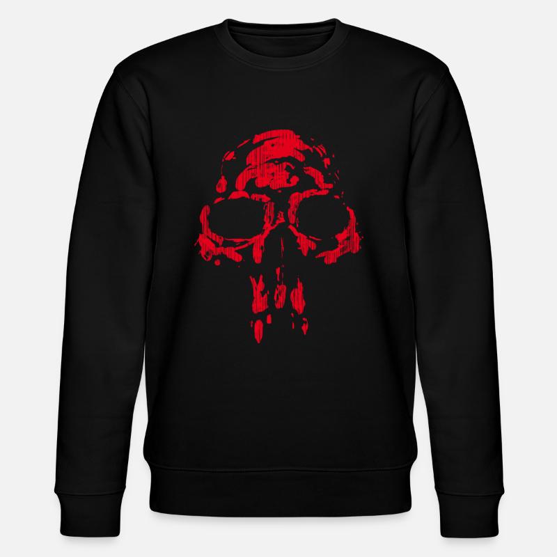 Skull - Neanderthal RED - Stanley/Stella CHANGER Unisex Organic Sweatshirt - black
