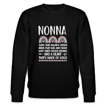 Nonna Oma Muttertag Geschenk Nonna Großmutter Süß - Stanley/Stella Unisex Bio-Sweatshirt CHANGER  - Schwarz - Vorne - Nik (191cm) & Marisol (170cm)