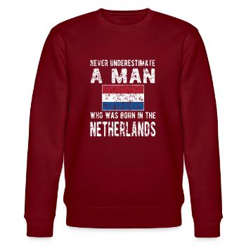 Dutch Netherlands Dutch flag - Stanley/Stella CHANGER Unisex Organic Sweatshirt - burgundy - Front - Nik (191cm) & Marisol (170cm)