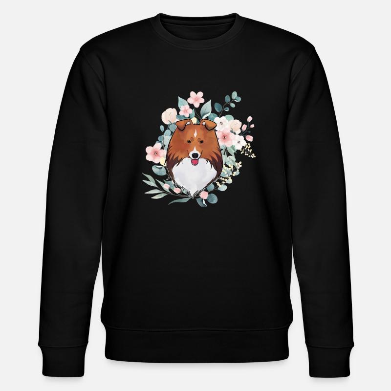 Zobel Shetland Schäferhund mit Blumen - Stanley/Stella Unisex Bio-Sweatshirt CHANGER  - Schwarz