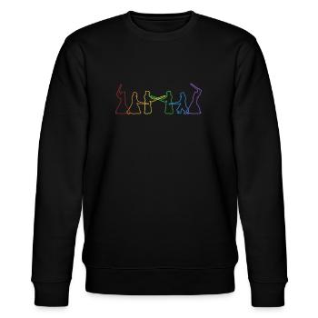 Kendo LGBT Rainbow Kenjutsu Kata Shinai Samurai - Stanley/Stella Unisex Bio-Sweatshirt CHANGER  - Schwarz - Vorne - Nik (191cm) & Marisol (170cm)