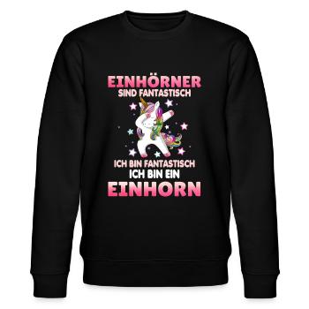 Einhörner sind Fantastisch - Stanley/Stella Unisex Bio-Sweatshirt CHANGER  - Schwarz - Vorne - Nik (191cm) & Marisol (170cm)