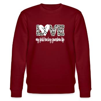 Beste Feldhockey-Großmutter Feldhockeyspieler Oma - Stanley/Stella Unisex Bio-Sweatshirt CHANGER  - Burgunderrot - Vorne - Nik (191cm) & Marisol (170cm)