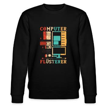 Computer Flüsterer Informatiker Admin - Stanley/Stella Unisex Bio-Sweatshirt CHANGER  - Schwarz - Vorne - Nik (191cm) & Marisol (170cm)