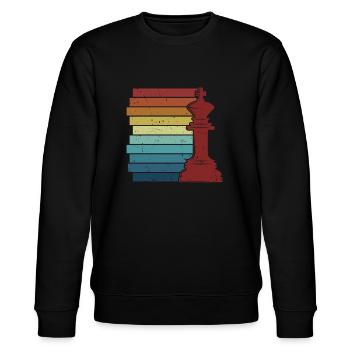 Retro Großmeister Dame Spieler Profi Schach - Stanley/Stella Unisex Bio-Sweatshirt CHANGER  - Schwarz - Vorne - Nik (191cm) & Marisol (170cm)
