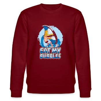 Eat My Bubbles Wassersport Wellenreiter Surfer - Stanley/Stella Unisex Bio-Sweatshirt CHANGER  - Burgunderrot - Vorne - Nik (191cm) & Marisol (170cm)
