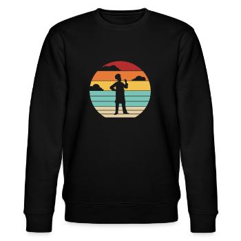 Retro Konditor Hobbybäcker Bäckerei Bäckermeister - Stanley/Stella Unisex Bio-Sweatshirt CHANGER  - Schwarz - Vorne - Nik (191cm) & Marisol (170cm)