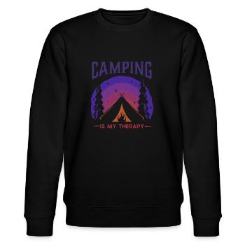 Camping is my Therapy Glamping Campingplatz - Stanley/Stella Unisex Bio-Sweatshirt CHANGER  - Schwarz - Vorne - Nik (191cm) & Marisol (170cm)