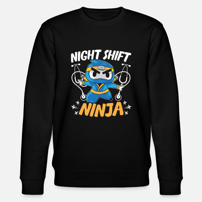 Nachtschicht-Angestellter Arzt Nachtschicht Ninja - Stanley/Stella Unisex Bio-Sweatshirt CHANGER - Schwarz