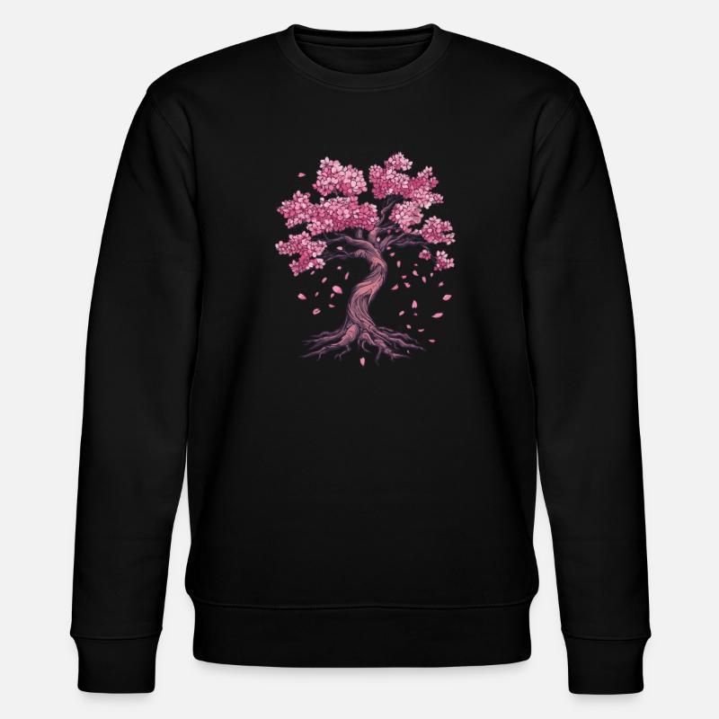 Sakura Cherry Blossom Tree with Roots - Stanley/Stella CHANGER Unisex Organic Sweatshirt - black