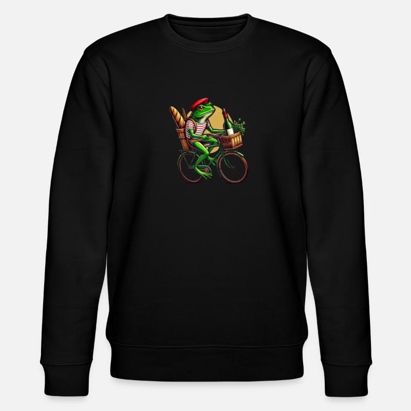 Fahrrad fahren Comic Frosch - Stanley/Stella Unisex Bio-Sweatshirt CHANGER - Schwarz